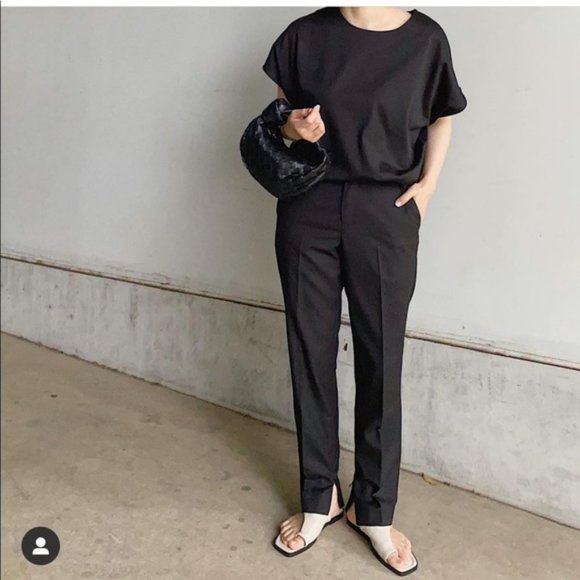 Jil Sander / Uniqlo +J - Women Dark Navy Wool Split Hem Trouser Slim Pant SZ 0 - Picture 3 of 17